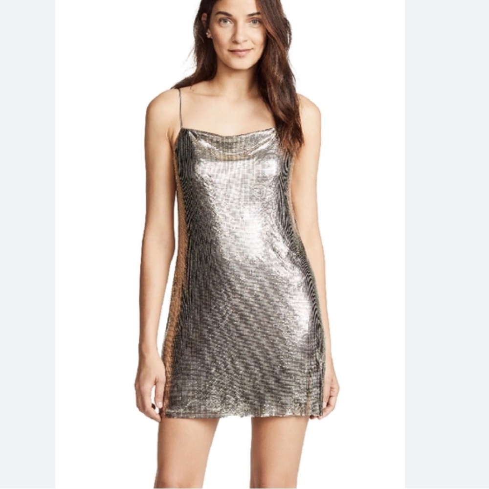 Alice + Olivia Harmony Chain Mail Slip Dress Bachelorette Party Night Out Bride